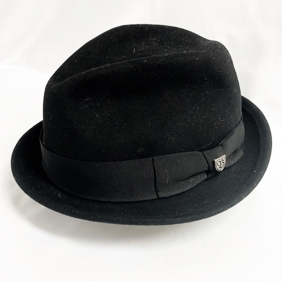 Brixton Accessories - BRIXTON Black Wool Hat Packable With Ribbon Trim & Charm Satin Lined Size Large